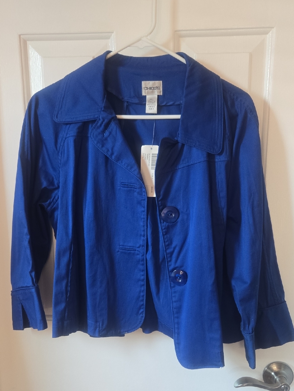 Chico's Cobalt Blue Cropped Button Blazer